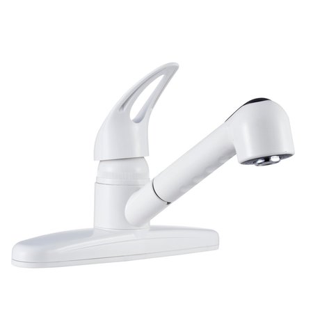 DURA FAUCET NON-METALLIC PULL-OUT RV KITCHEN FAUCET - WHITE DF-PK100-WT